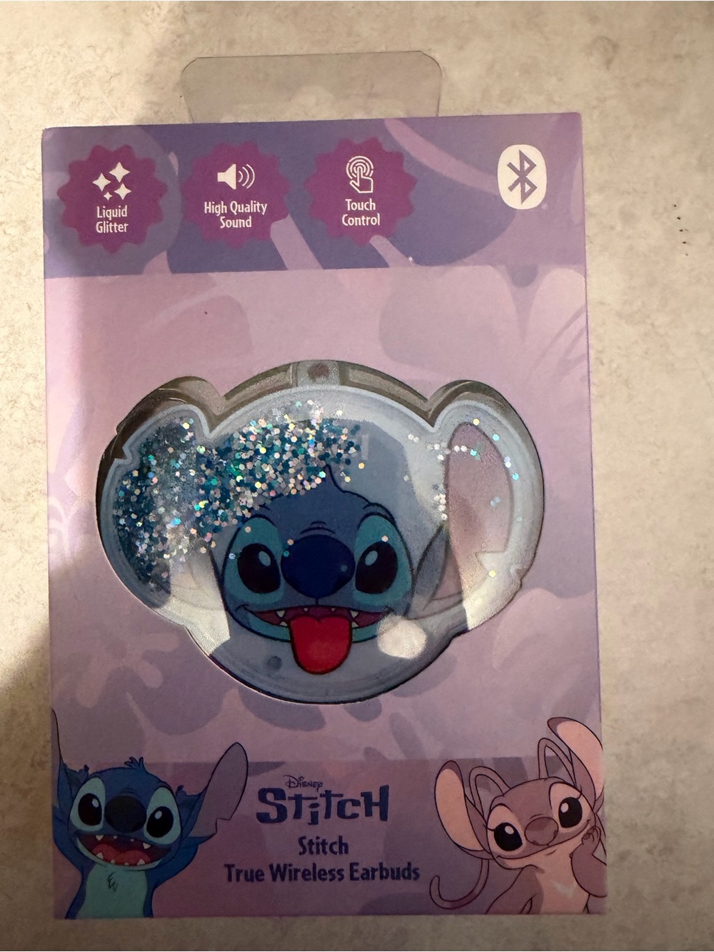 Disney Stitch Blue Glitter Kids Wireless Earbuds